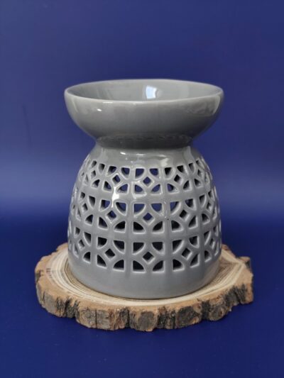 Kominek ceramiczny do wosku zapachowego / Marokański wzór / Szary
