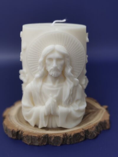Świeca sojowa dekoracyjna wolnostojąca, bezzapachowa / Jezus Chrystus 295 g